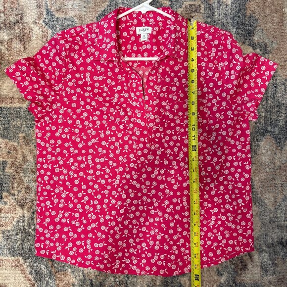 J. Crew Women's Pink Floral S/S Printed Poplin Popover Shirt Top Blouse S 2025 - Picture 8 of 9